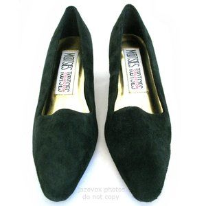 New Y2K Vintage Mootsies Tootsies Womens Shoes Heels Leather Suede Velvet Green
